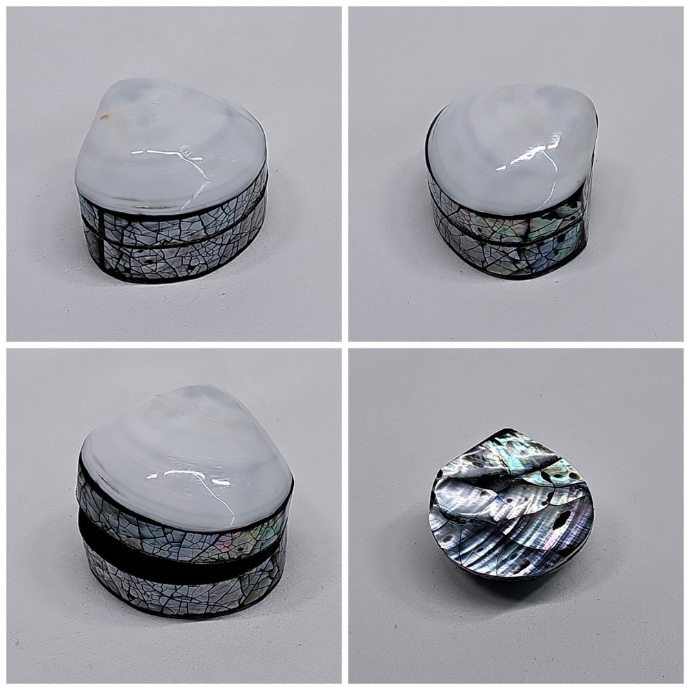 Handmade Shell Trinket Box Bali Pearly‎ Vintage Jewelry Inlay Small Souvenir Sea